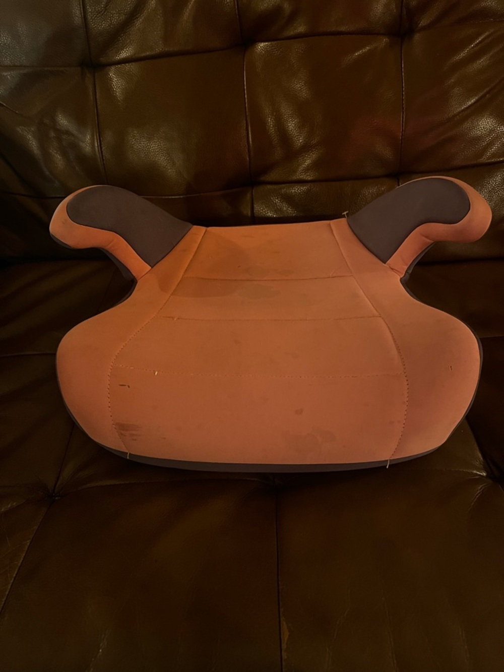 Child Booster Car Seat Cushion in Coral and Gray